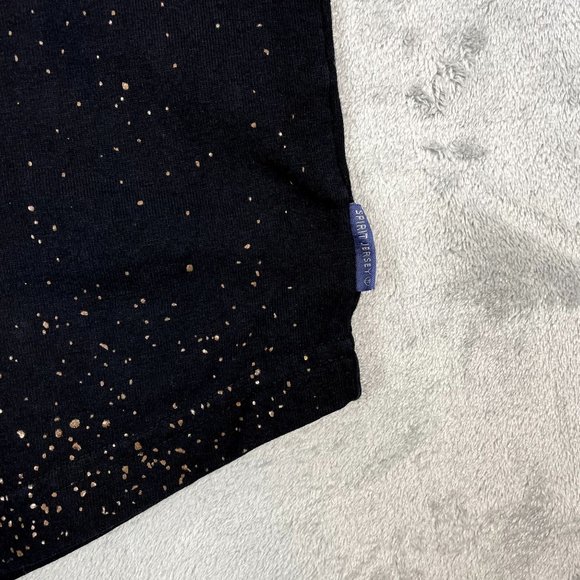 WALT DISNEY WORLD SPIRIT JERSEY Womens Black Shirt Bronze Puff Print Splatter XS - Picture 4 of 8